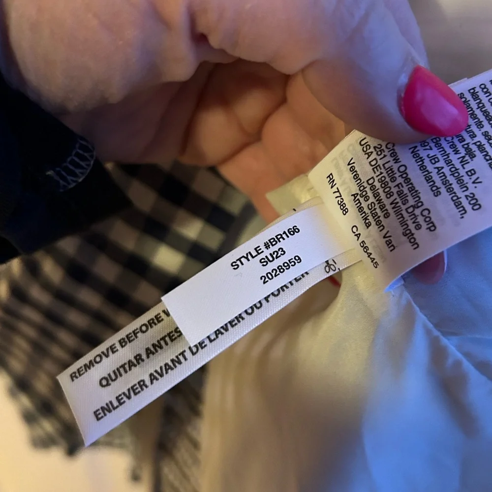 J.Crew Blue Gingham Smocked Ruffle Strap Top Size Large NWT Re-Imagined - Picture 9 of 14